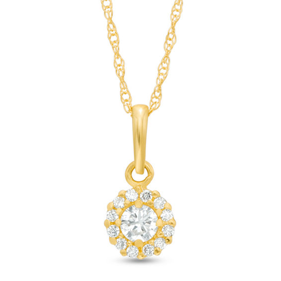 Child's 3mm Cubic Zirconia Frame Pendant in 10K Gold - 13"