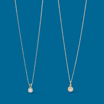 Child's 3mm Cubic Zirconia Frame Pendant in 10K Gold - 13"