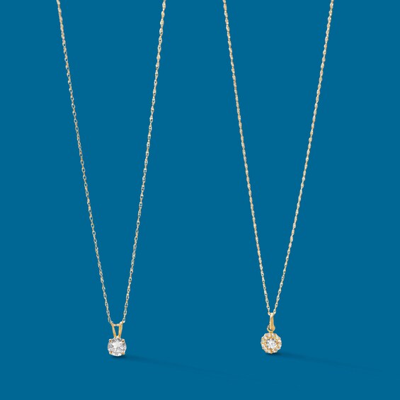 Child's 3mm Cubic Zirconia Frame Pendant in 10K Gold - 13"