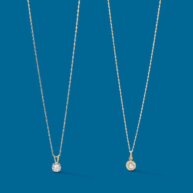 Child's 3mm Cubic Zirconia Frame Pendant in 10K Gold - 13"