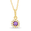 Thumbnail Image 1 of Child's 3mm Purple and White Cubic Zirconia Frame Pendant in 10K Gold - 13"