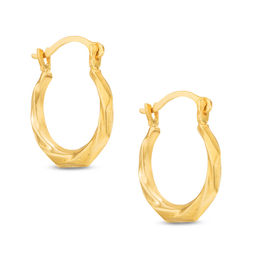 Child's Twisted Octagonal Hoop Earrings in 14K Gold