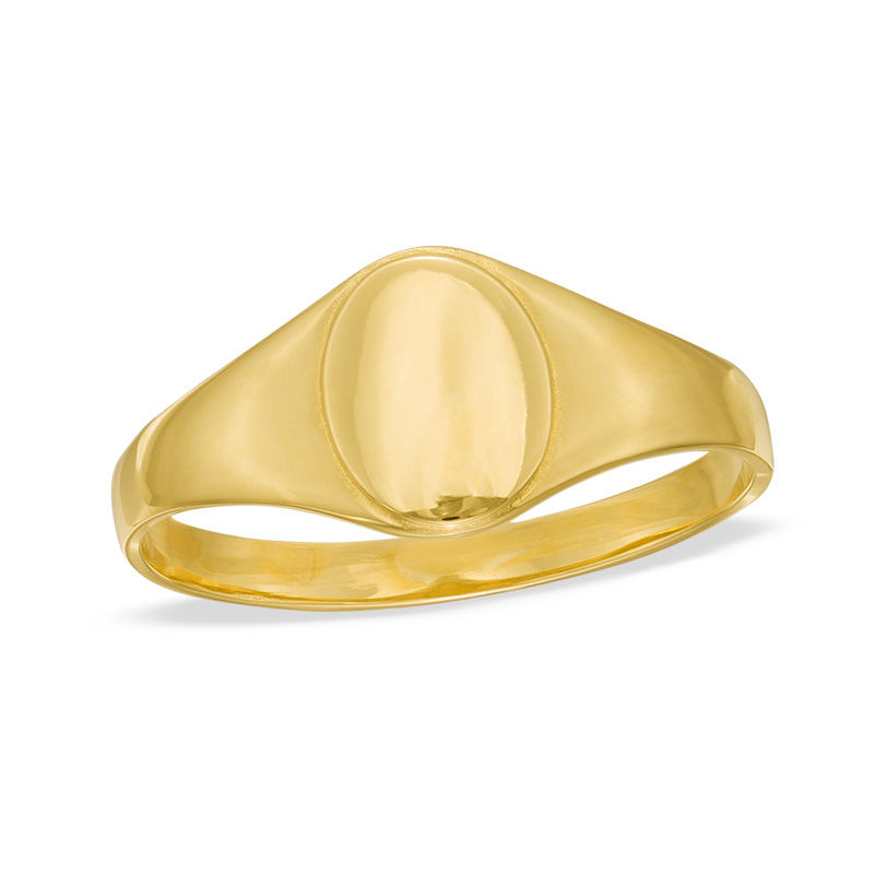 Main Image 1 of Child's Oval Signet Ring in 10K Gold - Size 3