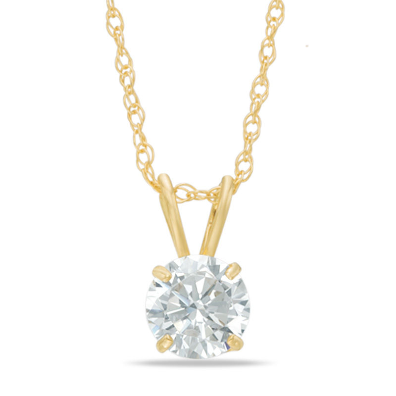 Child's 5mm Cubic Zirconia Solitaire Pendant in 10K Gold - 13"