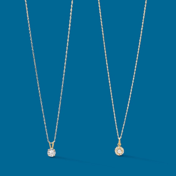 Child's 5mm Cubic Zirconia Solitaire Pendant in 10K Gold - 13"