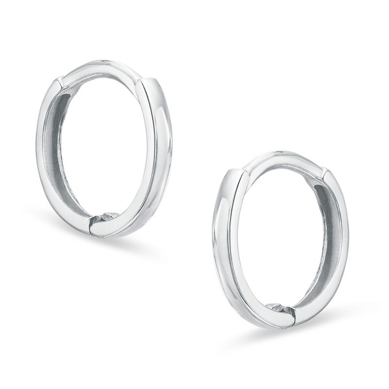 Child's Thin Huggie Hoop Earrings in 14K White Gold