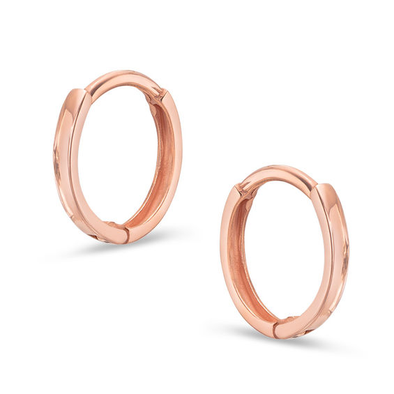 Child's Thin Huggie Hoop Earrings in 14K Rose Gold