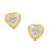 Child's 4mm Heart-Shaped Cubic Zirconia Solitaire Stud Earrings in 14K Gold
