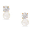 Thumbnail Image 1 of Child's 2.5mm Freshwater Cultured Pearl and Cubic Zirconia Drop Earrings in 14K Gold