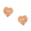 Thumbnail Image 0 of Child's Diamond-Cut Heart Stud Earrings in 14K Rose Gold