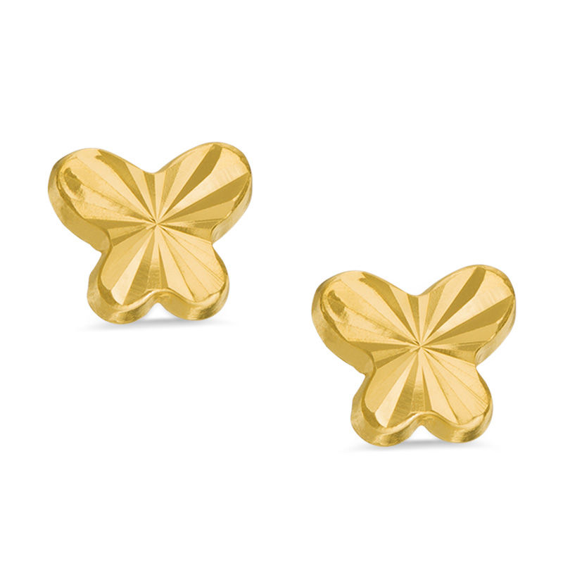 Child's Diamond-Cut Butterfly Stud Earrings in 14K Gold