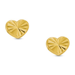 Child's Diamond-Cut Heart Stud Earrings in 14K Gold