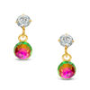 Thumbnail Image 1 of Child's 4mm Iridescent and White Cubic Zirconia Drop Earrings in 14K Gold