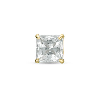 5mm Princess-Cut Cubic Zirconia Solitaire Stud Singlet in 10K Gold
