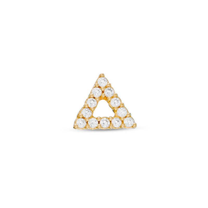 Cubic Zirconia Open Triangle Stud Singlet in 10K Gold