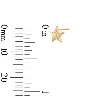 Diamond-Cut Crescent Moon and Star Mismatch Stud Earrings in 10K Gold