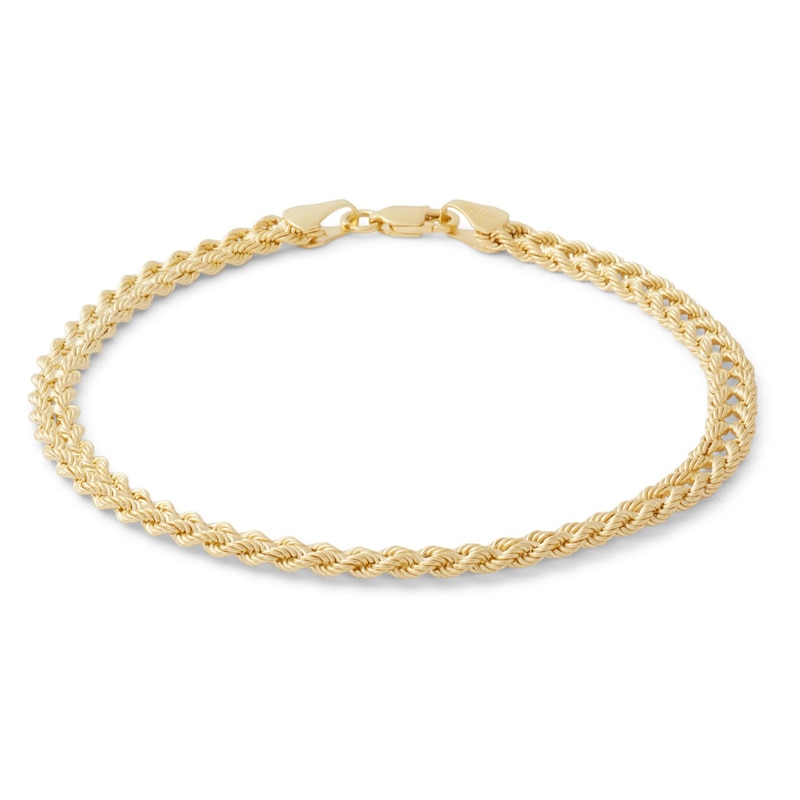 016 Gauge Double Row Rope Chain Bracelet in 10K Gold - 7.5"