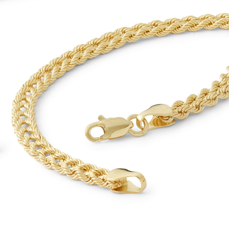 016 Gauge Double Row Rope Chain Bracelet in 10K Gold - 7.5"