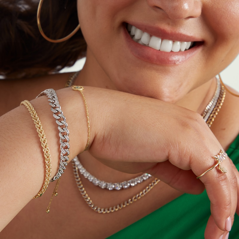 Main Image 3 of 10K Hollow Gold Double Row Rope Chain Bracelet - 7.5"