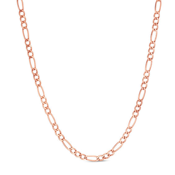 060 Gauge Diamond-Cut Figaro Chain Necklace in 10K Rose Gold - 18"