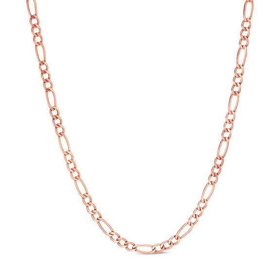 060 Gauge Diamond-Cut Figaro Chain Necklace in 10K Rose Gold - 18"