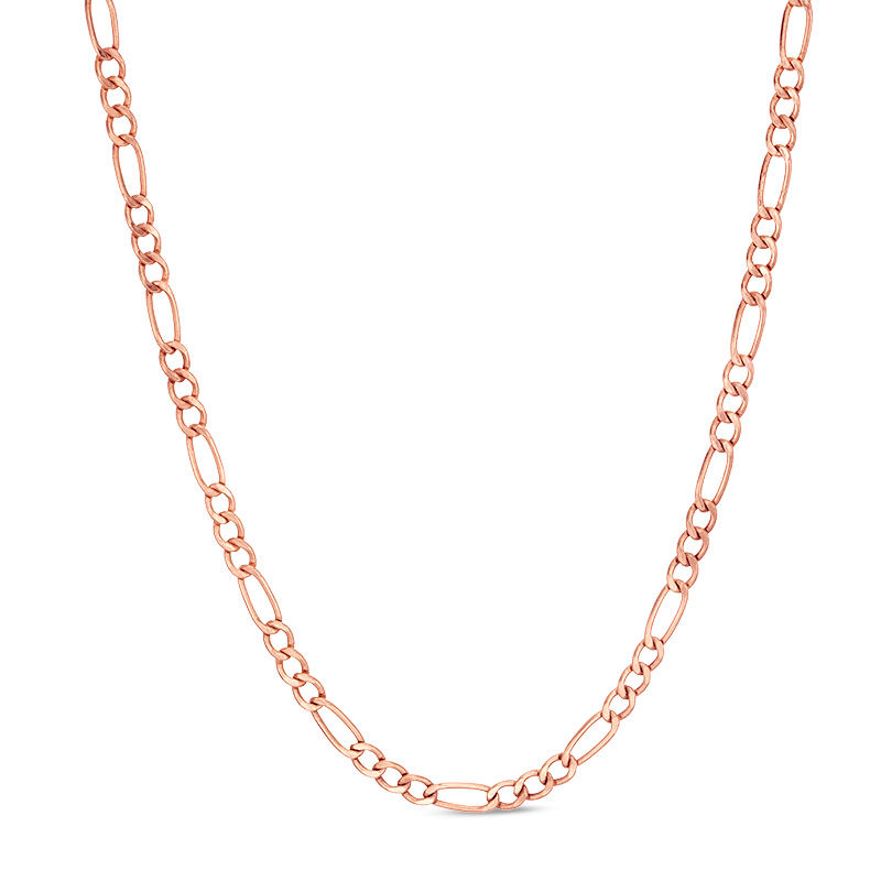 Main Image 1 of 060 Gauge Diamond-Cut Figaro Chain Necklace in 10K Rose Gold - 18"