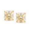 8mm Fancy Square Yellow Cubic Zirconia Solitaire Stud Earrings in 10K Gold