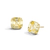 Thumbnail Image 1 of 8mm Fancy Square Yellow Cubic Zirconia Solitaire Stud Earrings in 10K Gold