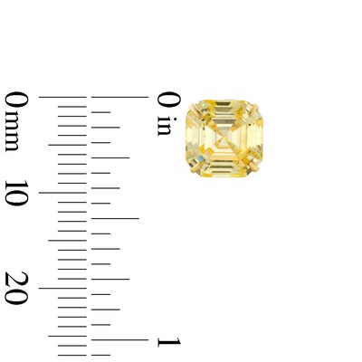 8mm Fancy Square Yellow Cubic Zirconia Solitaire Stud Earrings in 10K Gold