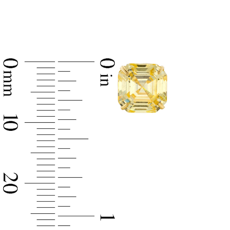 Main Image 3 of 8mm Fancy Square Yellow Cubic Zirconia Solitaire Stud Earrings in 10K Gold