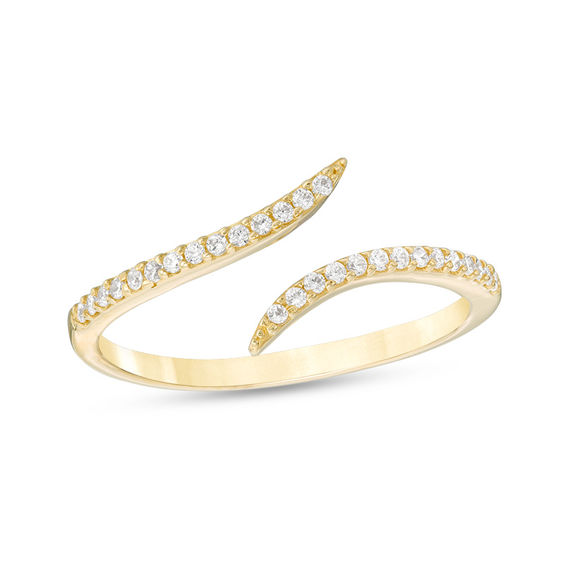 Cubic Zirconia Open Bypass Ring in 10K Gold