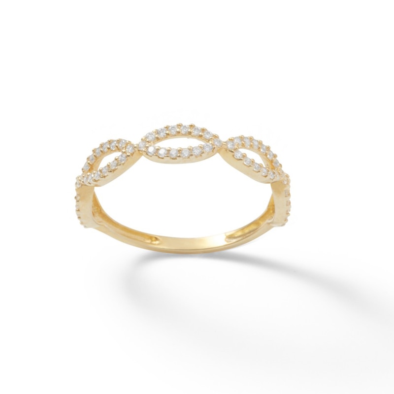 Cubic Zirconia Loose Braid Ring in 10K Gold