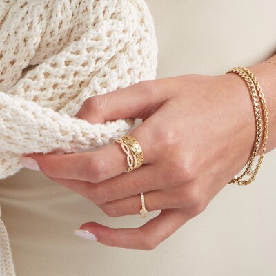 Cubic Zirconia Loose Braid Ring in 10K Gold