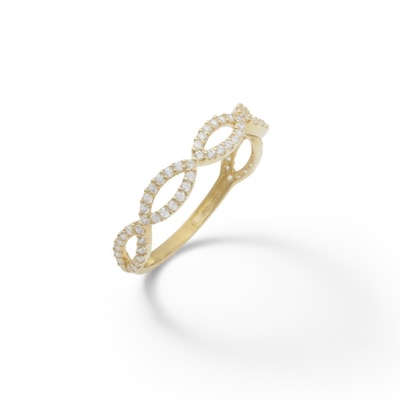 Cubic Zirconia Loose Braid Ring in 10K Gold