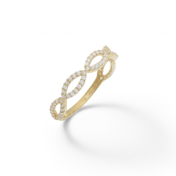 Cubic Zirconia Loose Braid Ring in 10K Gold