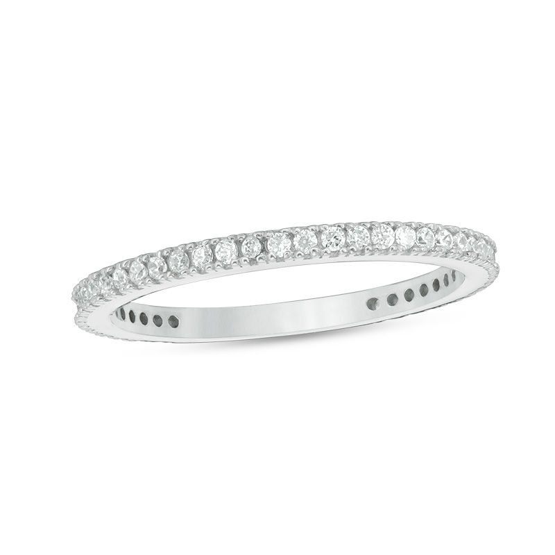 Cubic Zirconia Eternity Wedding Band in 10K White Gold - Size 6