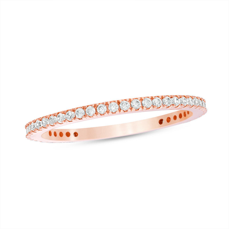 Cubic Zirconia Eternity Wedding Band in 10K Rose Gold - Size 6