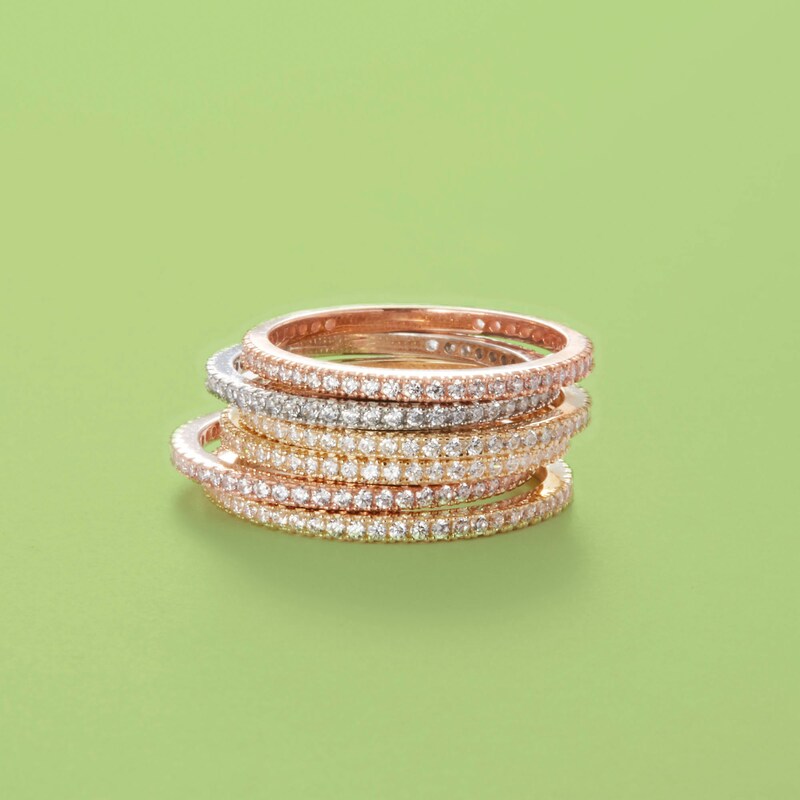 Cubic Zirconia Eternity Wedding Band in 10K Rose Gold - Size 6