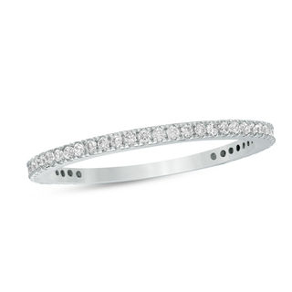 Cubic Zirconia Eternity Wedding Band in 10K White Gold - Size 8
