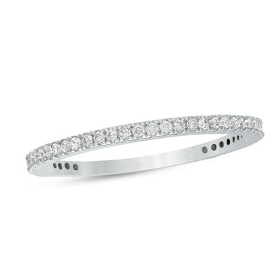 Cubic Zirconia Eternity Wedding Band in 10K White Gold - Size 8