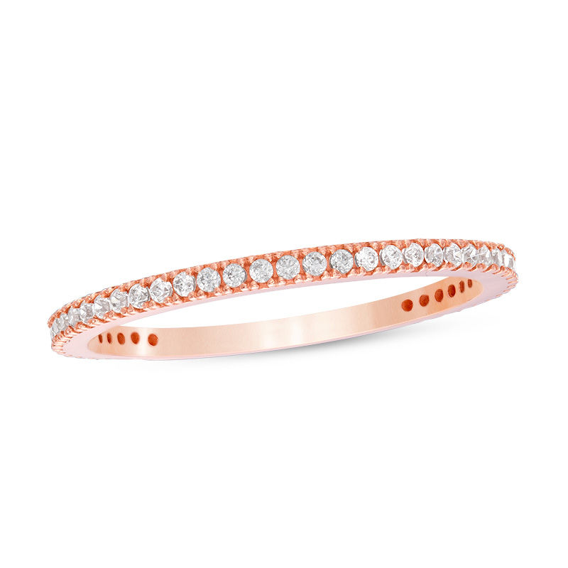Main Image 1 of Cubic Zirconia Eternity Wedding Band in 10K Rose Gold - Size 8