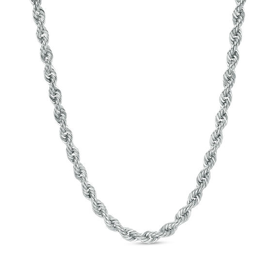 028 Gauge Rope Chain Necklace in 10K White Gold - 24"