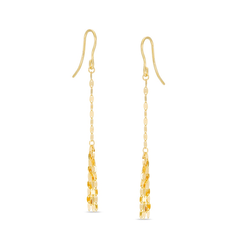 Made in Italy Diamond-Cut Mirror Tassel Drop Earrings in 10K Gold