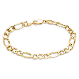 150 Gauge Hollow Figaro Chain Bracelet in 10K Gold - 8"