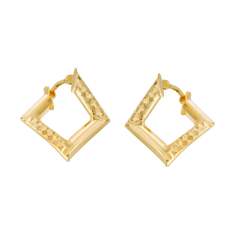 Made in Italy Diamond-Cut Geometric Hoop Earrings in 10K Gold