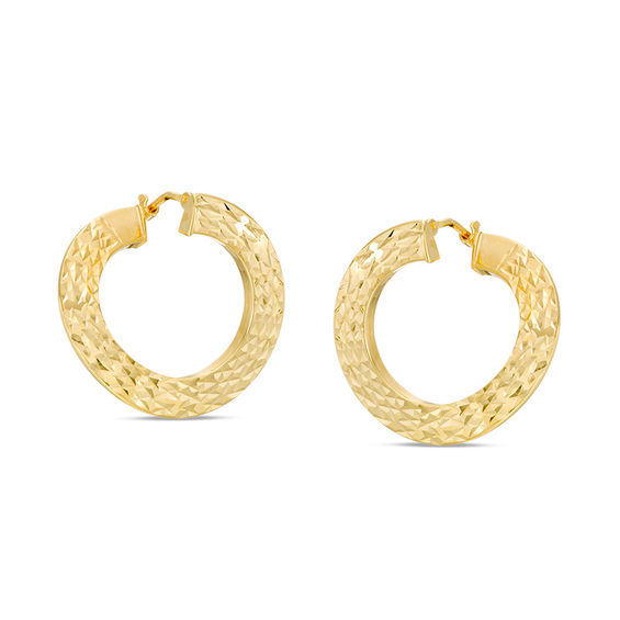 Made in Italy Diamond-Cut Spiral Hoop Earrings in 10K Gold