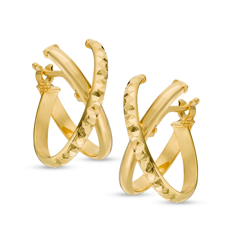 Made in Italy Diamond-Cut Orbit Hoop Earrings in 10K Gold