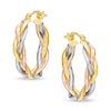 Thumbnail Image 1 of Made in Italy Braid Hoop Earrings in 10K Tri-Tone Gold