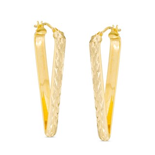 Made in Italy Diamond-Cut "V" Hoop Earrings in 10K Gold