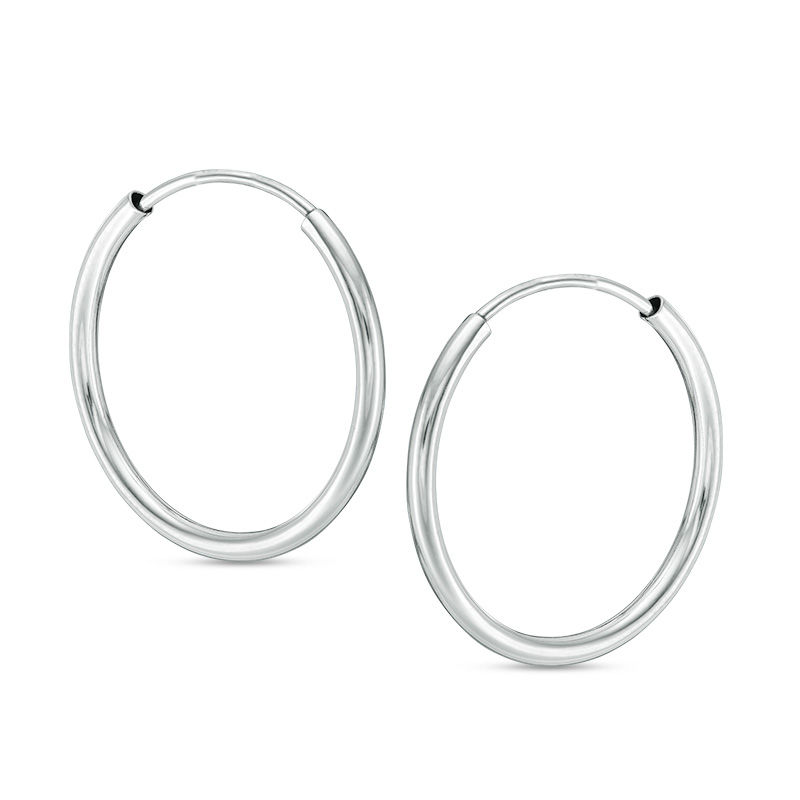 20mm Tube Hoop Earrings in 14K White Gold